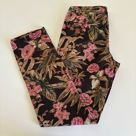 Chino x Anthropologie Relaxed Floral Printed Side Stripe Chino Ankle Pants 26 - Picture 11 of 12